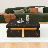 Mercer41 Modern Square Storage Coffee Table With 4 Drawers