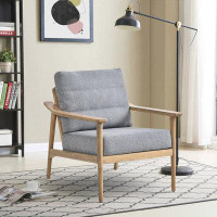 Ivy Bronx Mid-Century Modern Upholstered Arm Chair with Solid Wood Frame