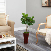 Primrue 39In. Fiddle Leaf Fig Artificial Tree In Bamboo Planter