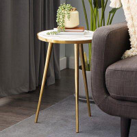 Everly Quinn Esters Marble Top 3 Legs End Table