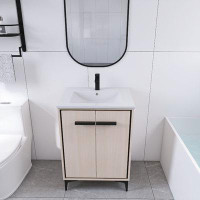 Ebern Designs 24 "Freestanding Bathroom Vanity Cabinet, Engineered Wood Construction with Ceramic Sink