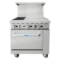 Atosa Natural Gas/Propane 2 Burners with 24 Griddle Stove Top Range
