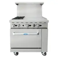 Atosa Natural Gas/Propane 2 Burners with 24 Griddle Stove Top Range