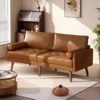 Wrought Studio 2 Seater Couch, 71inch Faux Leather Loveseat Sofa