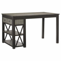 Gracie Oaks 1pc Counter Height Table with Storage Drawers and Display Shelf