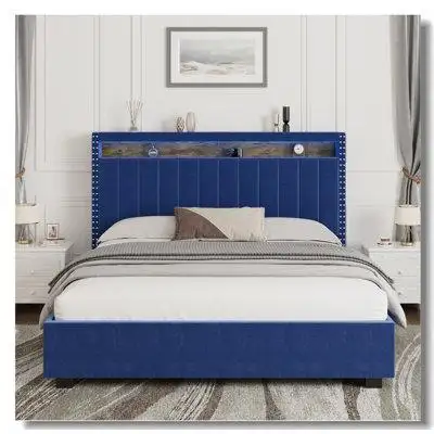 Features: Multiple LED lights installed on the headboard makes the bed more luxury and help people r...