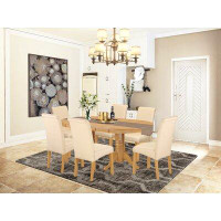 Charlton Home Paras 7 - Piece Butterfly Leaf Solid Wood Dining Set