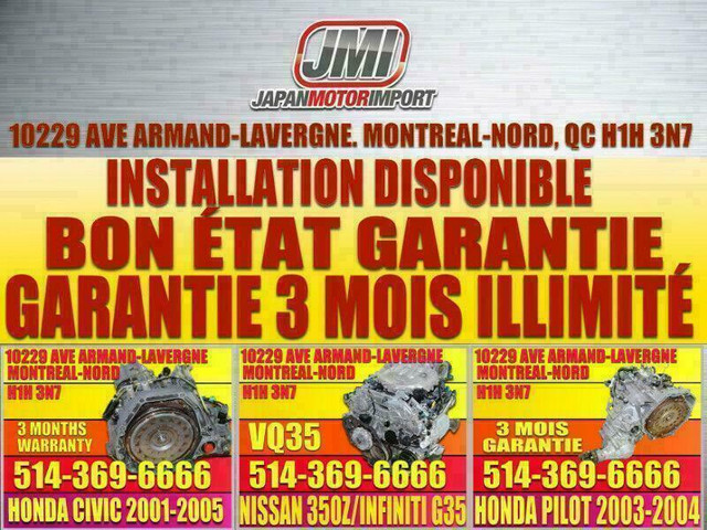 Moteur Honda Ridgeline 3.5L AWD 4X4 2006 - 2007 - 2008 J35A9 J35A V6 3.5 VTEC in Engine & Engine Parts in City of Montréal - Image 2