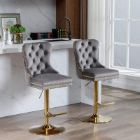 red chair Thick Golden Swivel Velvet Barstools Adjusatble Seat Height From 25-33 Inch, Modern Upholstered Bar Stools Wit