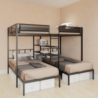 Sunside Sails Metal Full Over Twin Beds With Shelves/ Sturdy Metal Frame/ Noise-Free Wood Slats/ Comfortable Textilene G