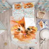 Made in Canada - East Urban Home Designart Lovely Watercolor Cat Duvet Cover Set