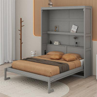 Wildon Home® Queen Size Murphy Bed Wall Bed With Shelves