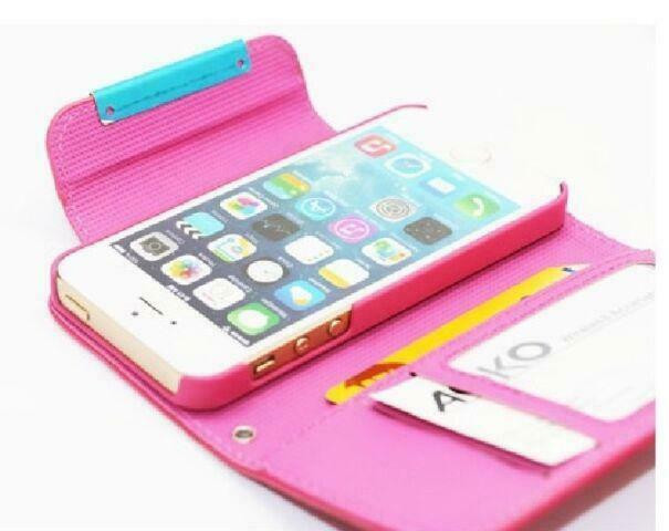 *** $ave 50% *** AOKO Wallet Case - iPhone 5-5S - Pink in Cell Phone Accessories in West Island - Image 3