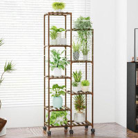 Arlmont & Co. Tall Plant Stand Indoor with Wheels for Mutiple Plants Home Decor Plant Gift