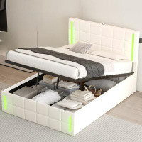 Ivy Bronx Kiruthik Full Size Upholstered Bed with LED Lights, Hydraulic Storage System and USB Charging Station