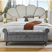 Latitude Run® 62" Bedroom Tufted Button Storage Bench,Rolled Arm Design for Bedroom, Living Room