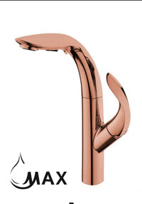 Pull-Out Kitchen Faucet High-Arc Single Handle 14.5 Rose Gold Finish