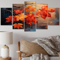 Red Barrel Studio Canada Orange Autumn Symphony III - Trees Metal Wall Art Set