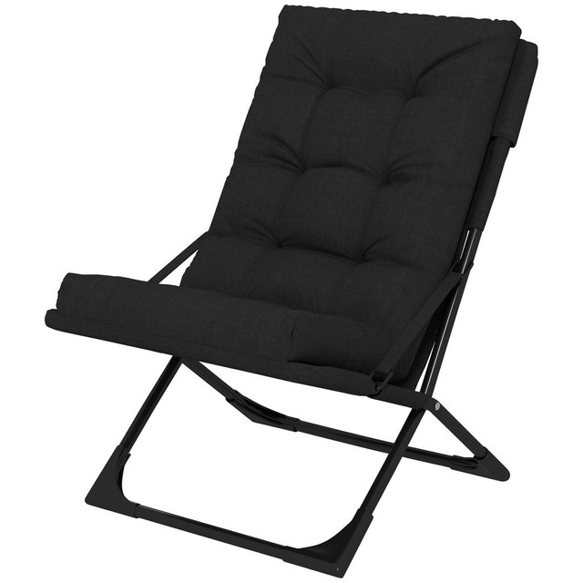 Folding Chair 33.5" x 24.8" x 34.6" Black in Patio & Garden Furniture - Image 2