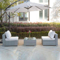 Ebern Designs Rosten 24.4" Wide Outdoor Wicker Loveseat with Cushions