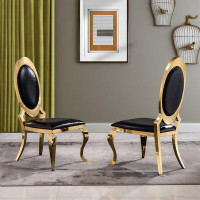 Everly Quinn Black Faux Leather Dining Chairs