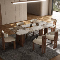 STAR BANNER High-End Modern Light Luxury Family Rectangular Dining Table Sets.