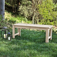 Red Barrel Studio 4 Ft. Backless Wood Outdoor Garden Bench – Natural