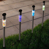 Pure Garden Mosaic Column Solar Powered LED Pathway Light Pack