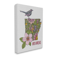 Stupell Industries Intricate Arkansas Floral Pattern Mockingbird Blossom Canvas Wall Art By Valentina Harper