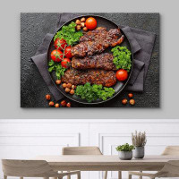 IDEA4WALL Grille BBQ Sauce Steak Hazelnut Mushroom Food & Cooking Kitchen Photography Wall Decor Rustic