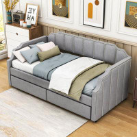 Wildon Home® Twin Size Velvet Upholstered Daybed With Two Drawers