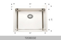 25x22x14 Laundry Sink, 16 Gauge Drop-In / Top Mount - Bowl corner radius of 10mm  T20832