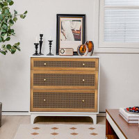 Latitude Run® 3-Drawer Rattan Dresser Chest With Anti-Toppling Device