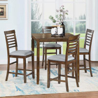 Gracie Oaks Wooden Dining Square Table, Kitchen Table for Small Space, 4 Person Counter Height Table
