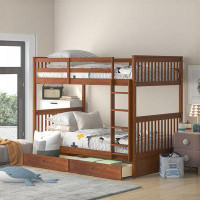 Harriet Bee Bunk Bed with Ladders and Two Storage Drawers