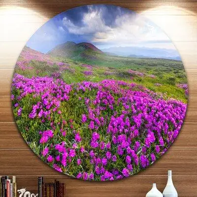Made in Canada - Design Art 'Rhododendron Flowers in Mountains' Photographic Print on Metal