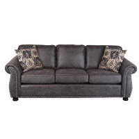 Charlton Home Rosdom 88" Faux Leather Rolled Arm Sofa with Reversible Cushions