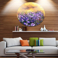 Made in Canada - Design Art 'Purple Flowers on Brown Background' Photographic Print on Metal
