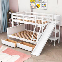 Harriet Bee Jadis Kids Twin Over Full Bunk Bed with Drawers