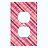 WorldAcc Metal Light Switch Plate Outlet Cover (Red Pink Picnic Plaid Frame - Single Toggle)