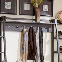 Gracie Oaks Yoshimi 12 - Hook Wall Mounted Coat Rack with Storage in Peppercorn/Brown