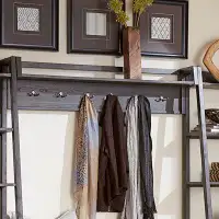 Laurel Foundry Modern Farmhouse Odysseus 12 - Hook Wall Mounted Coat Rack with Storage in Peppercorn/Brown