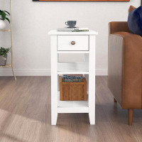 Red Barrel Studio Red Barrel Studio® Side Table Living Room, Narrow End Table With Drawer And Shelf, 3-Tier Sofa End Tab
