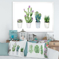 East Urban Home Cactus Succulent Aloe Vera Home Plants In The Pots - Farmhouse Canvas Wall Art Print-FDP35326