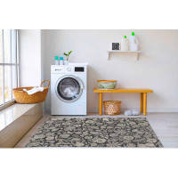 August Grove WOODCUT FALL FLOWERS CHARCOAL Laundry Mat By August Grove®