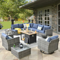 Latitude Run® 8 - Person Outdoor Seating Group With Fire Pit And Cushions
