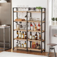 17 Stories Contemporary 5-Tier Industrial Bookshelf - Cord Rewind For Home Office