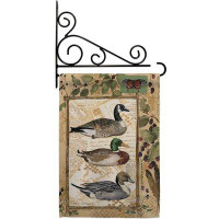 Breeze Decor Ducks And Geese - Impressions Decorative Metal Fansy Wall Bracket Garden Flag Set GS110108-BO-03