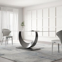 Orren Ellis Modern light luxury rock plate table Nordic minimalist rectangular dining table set