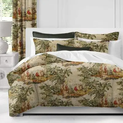 Made in Canada - The Tailor's Bed French Countryside Antique Red/Natural Linen Blend Comforter Set